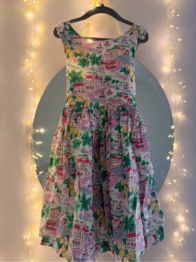 🍋Amalfi Coast ⛵️🍋 Mini Boden Pink, Green & Yellow Lemon Print Sundress. 🍋